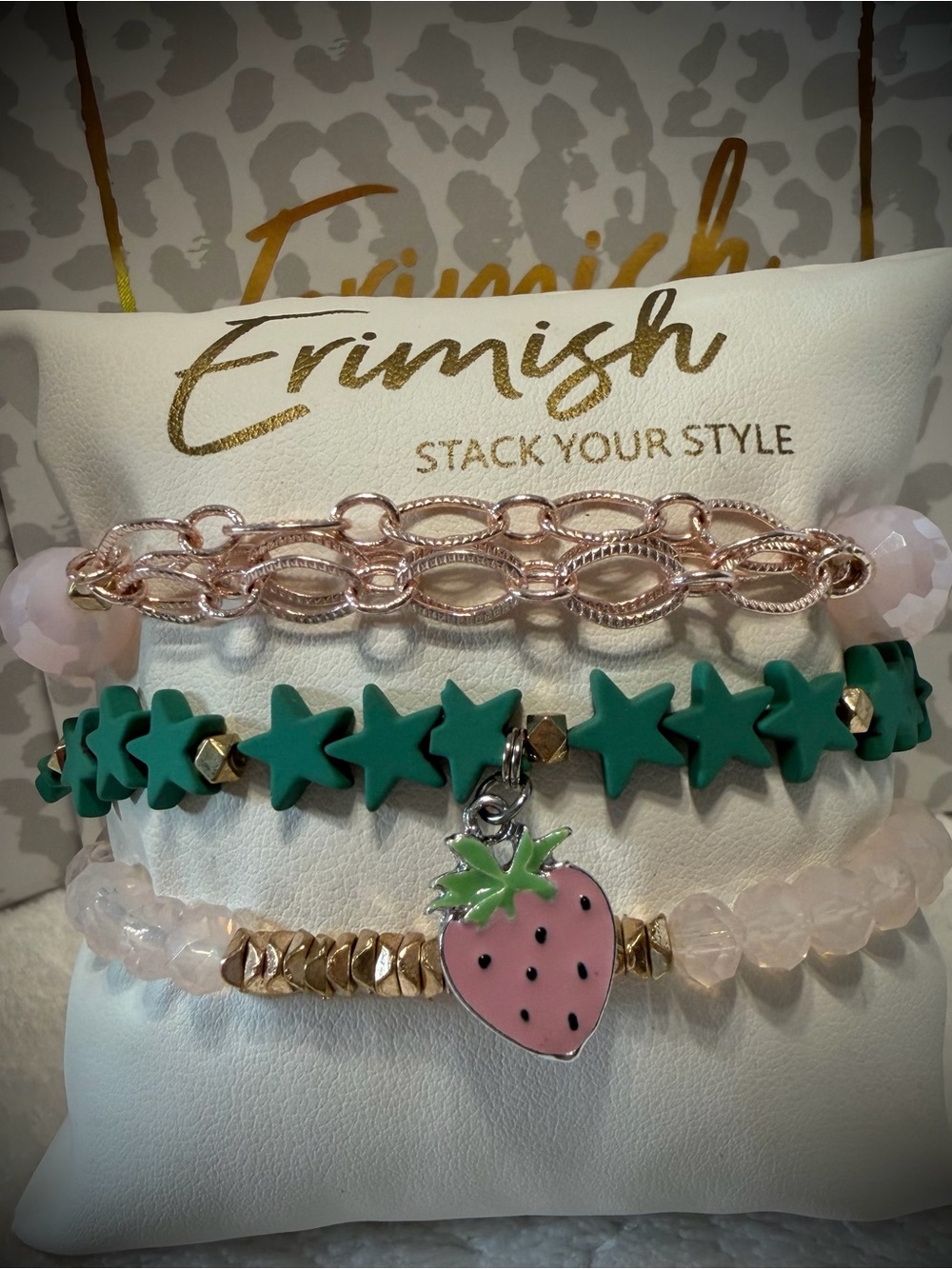 New ERIMISH Bracelets 3 Pc- Pink & Green - Custom Regular, Kids or Extended Size